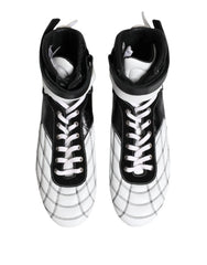 Dolce & Gabbana Black White Leather High Top Sneakers Shoes - EU44/US11