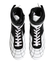 Dolce & Gabbana Black White Leather High Top Sneakers Shoes - EU44/US11 - Sneakers