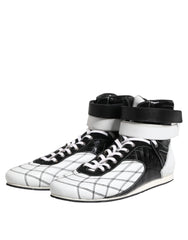 Dolce & Gabbana Black White Leather High Top Sneakers Shoes - EU44/US11 - Sneakers