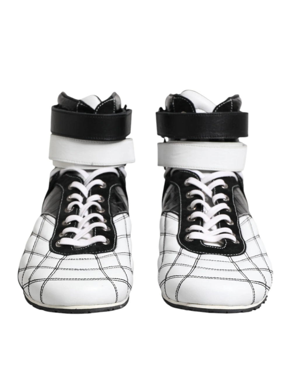 Dolce & Gabbana Black White Leather High Top Sneakers Shoes - EU44/US11