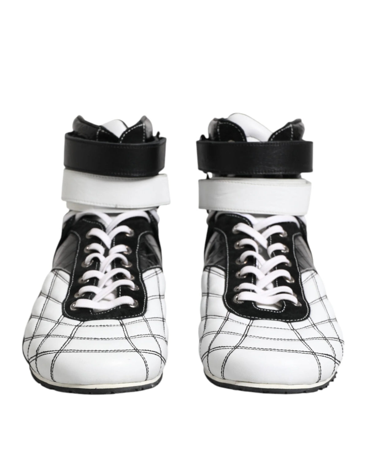 Dolce & Gabbana Black White Leather High Top Sneakers Shoes - EU44/US11