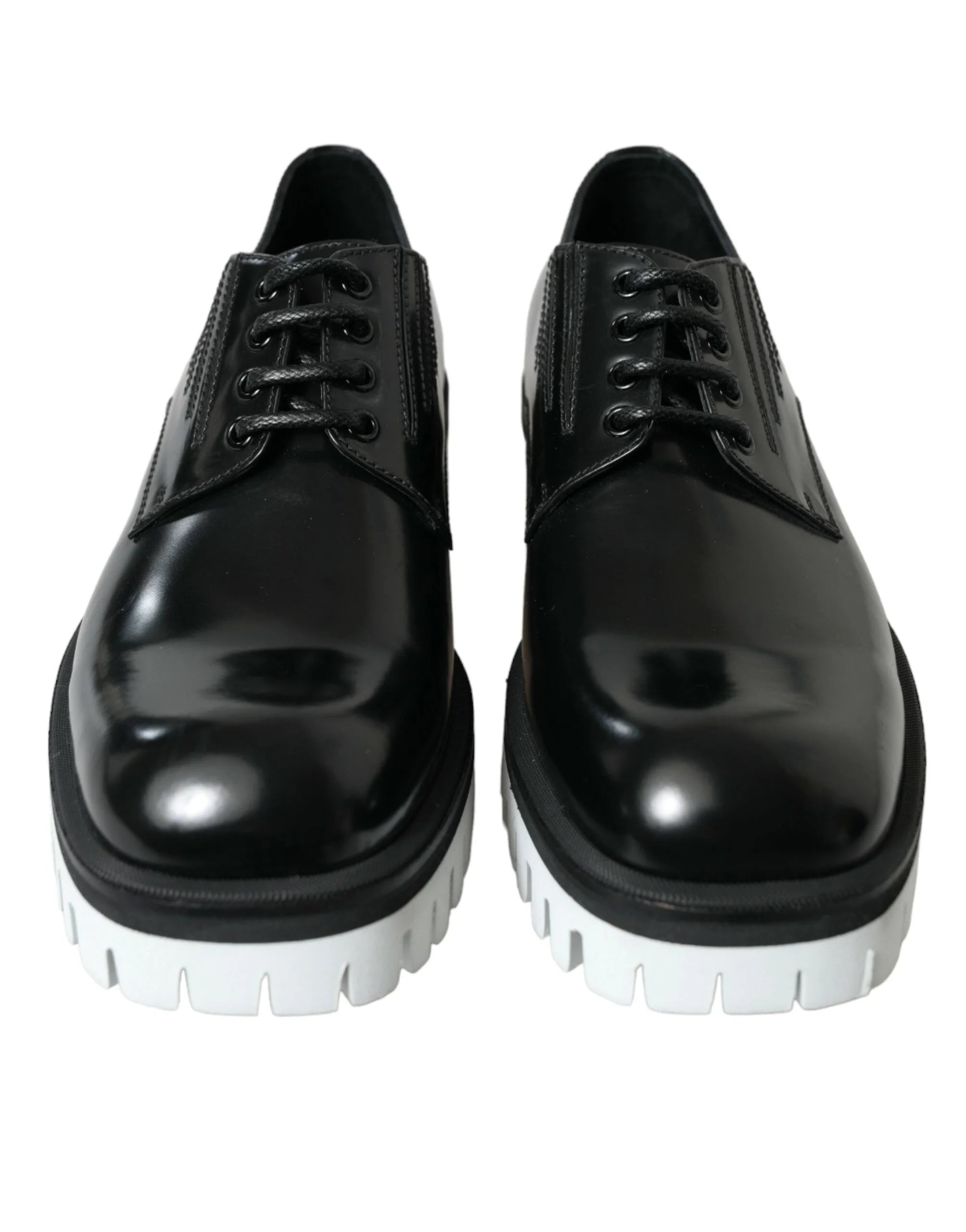 Dolce & Gabbana Black White Leather Lace Up Derby Dress Shoes - EU41/US8 - Shoes