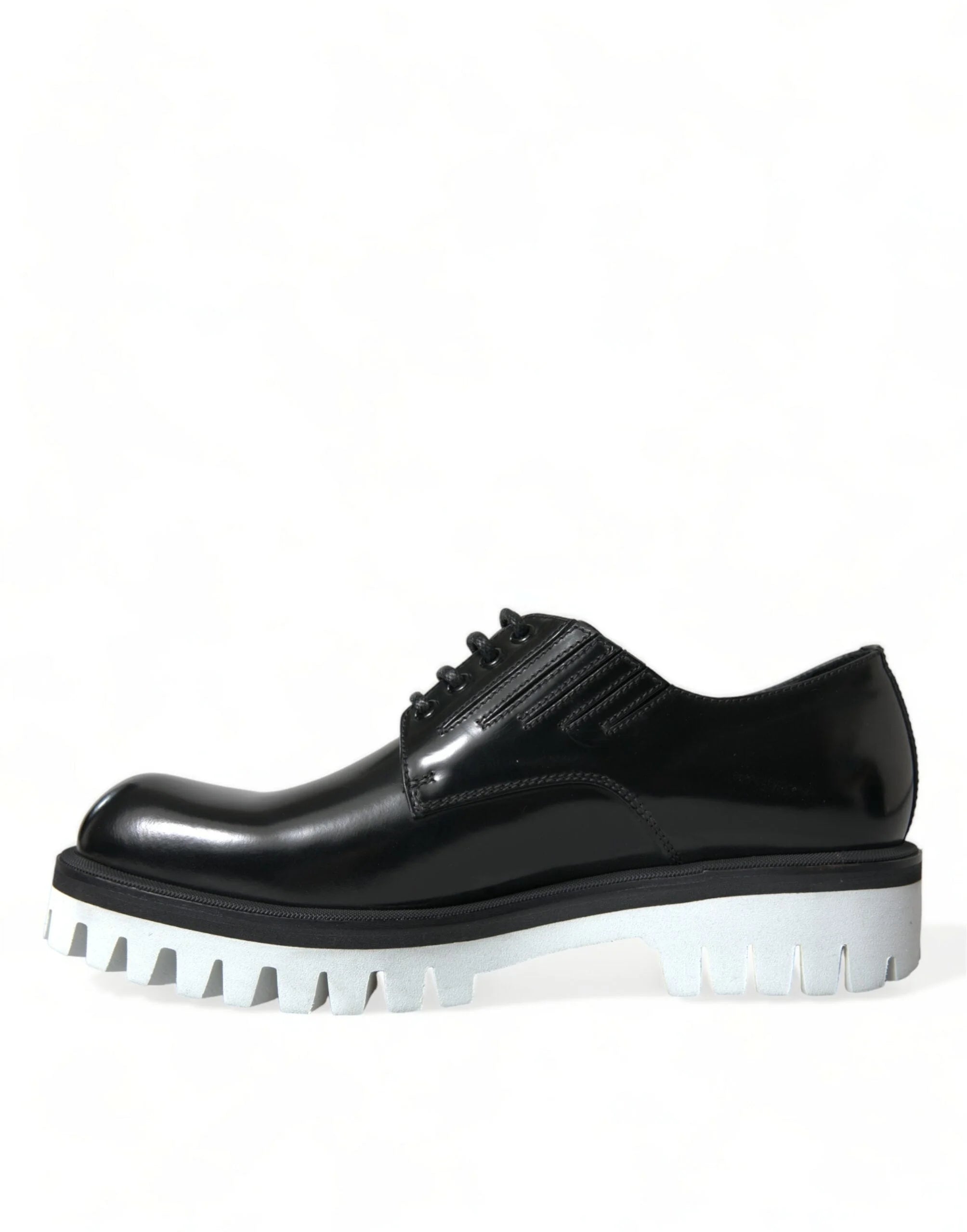 Dolce & Gabbana Black White Leather Lace Up Derby Dress Shoes - EU41/US8 - Shoes