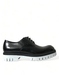 Dolce & Gabbana Black White Leather Lace Up Derby Dress Shoes - EU41/US8 - Shoes