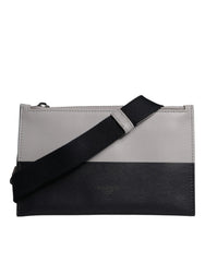 Dolce & Gabbana Black White Leather Logo Embossed Crossbody Bag - Cross Body Bags