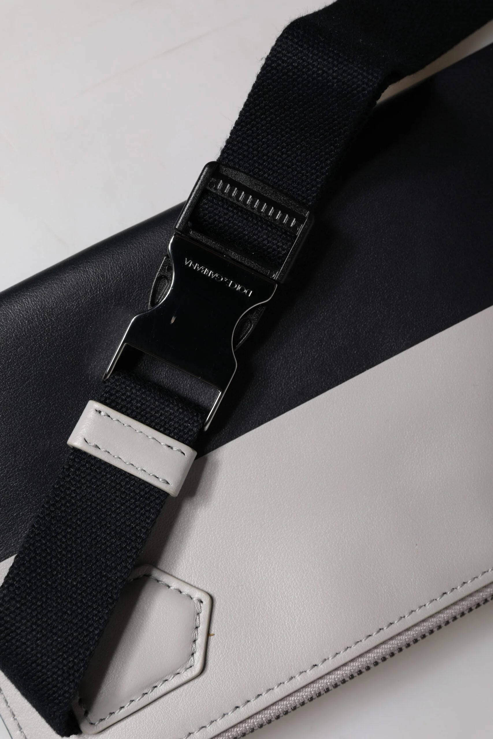 Dolce & Gabbana Black White Leather Logo Embossed Crossbody Bag - Cross Body Bags