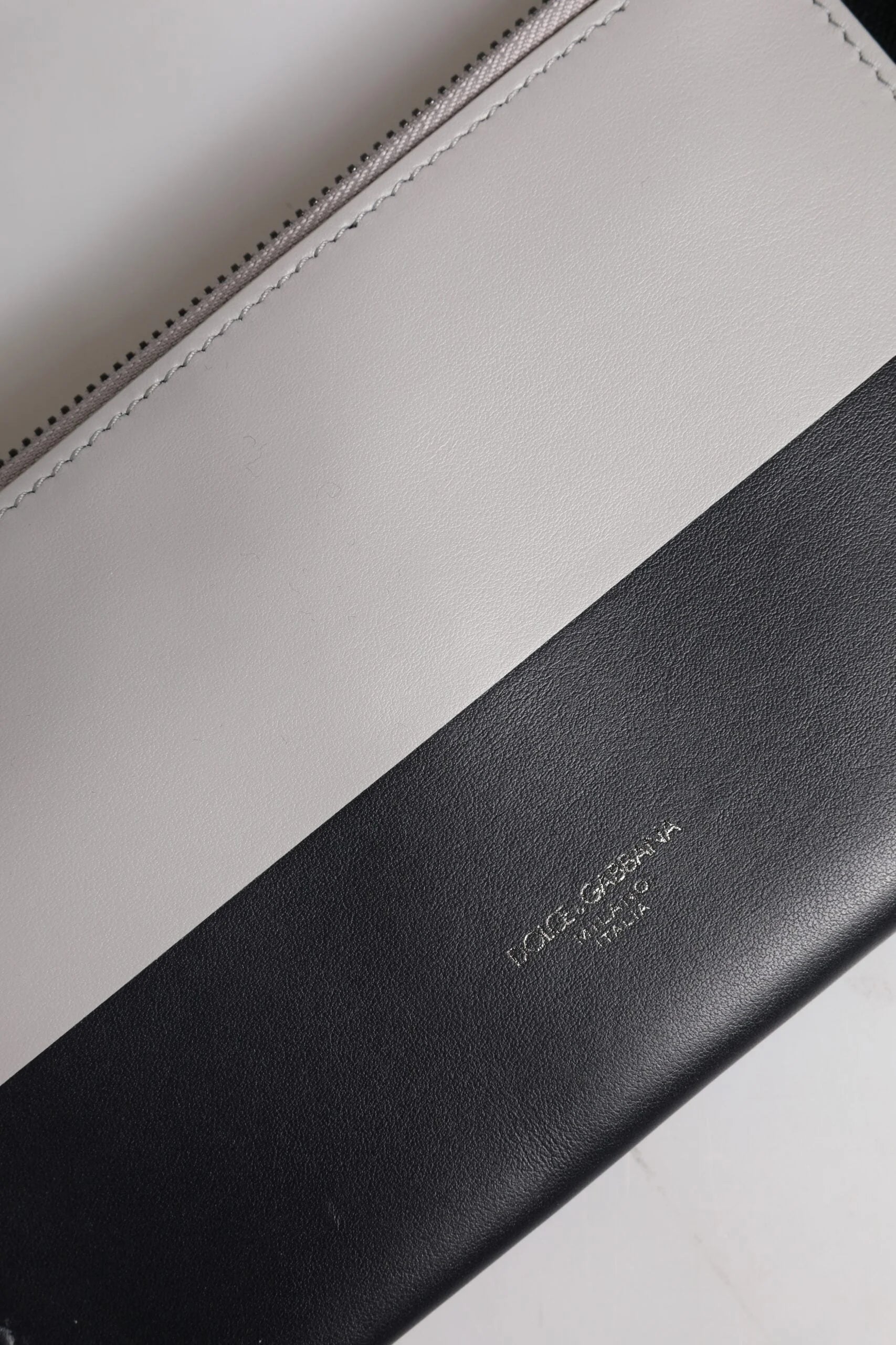 Dolce & Gabbana Black White Leather Logo Embossed Crossbody Bag - Cross Body Bags