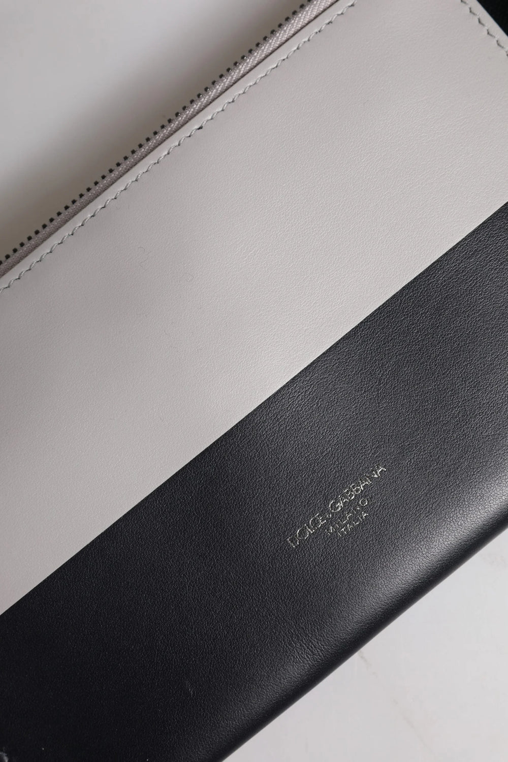 Dolce & Gabbana Black White Leather Logo Embossed Crossbody Bag - Cross Body Bags