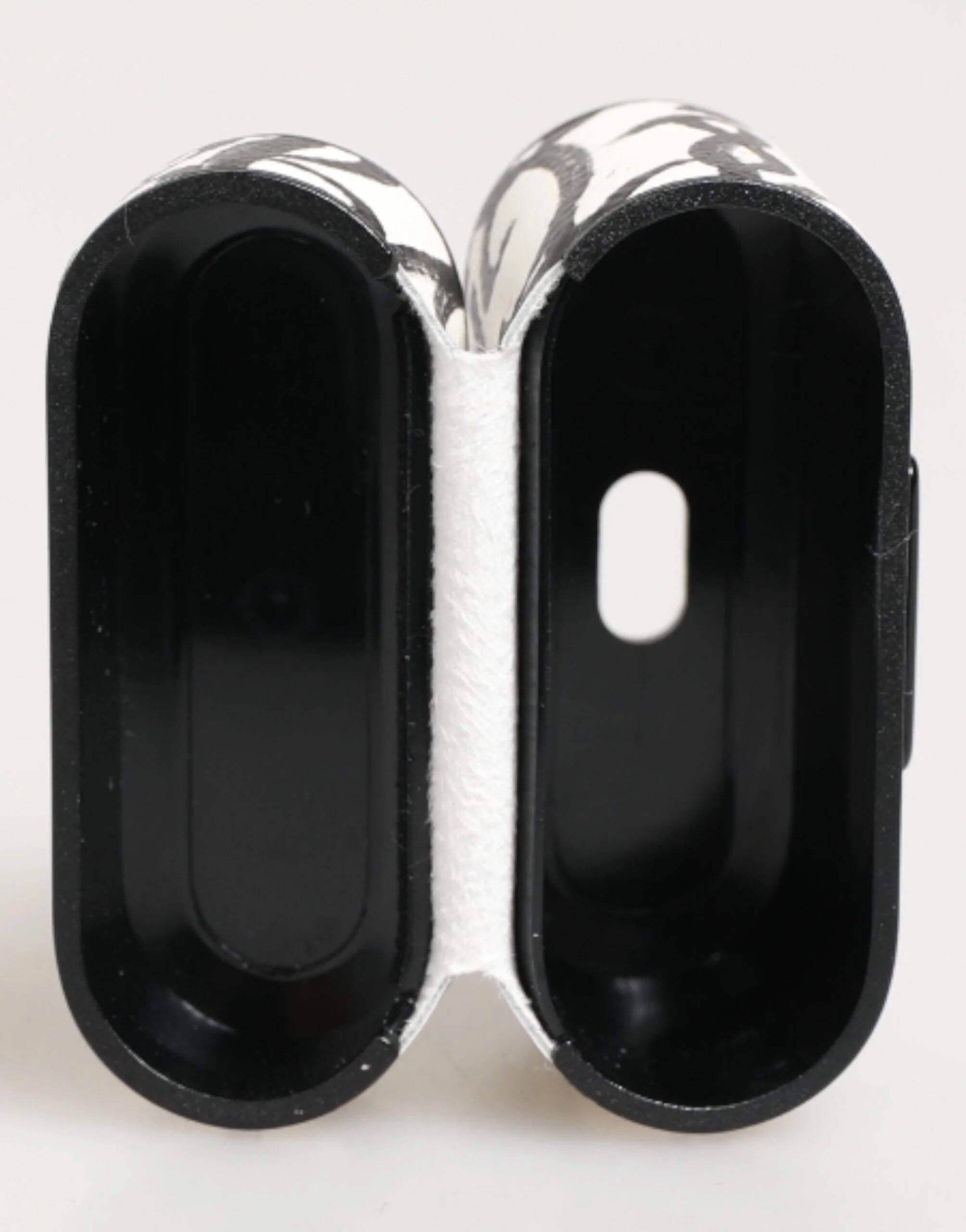 Dolce & Gabbana Black White Leather Monogram Print Logo Holder Airpods Case - Headphone Carrying Cases