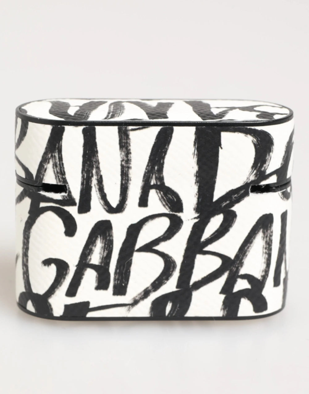 Dolce & Gabbana Black White Leather Monogram Print Logo Holder Airpods Case - Headphone Carrying Cases