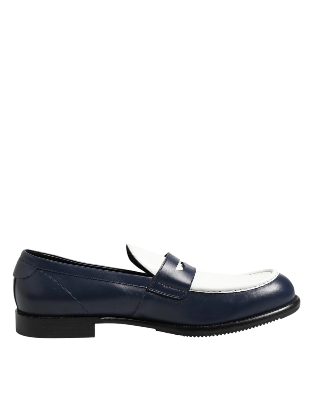 Dolce & Gabbana Black White Leather Slip On Loafers Men Dress Shoes - EU49/US16 - Flats