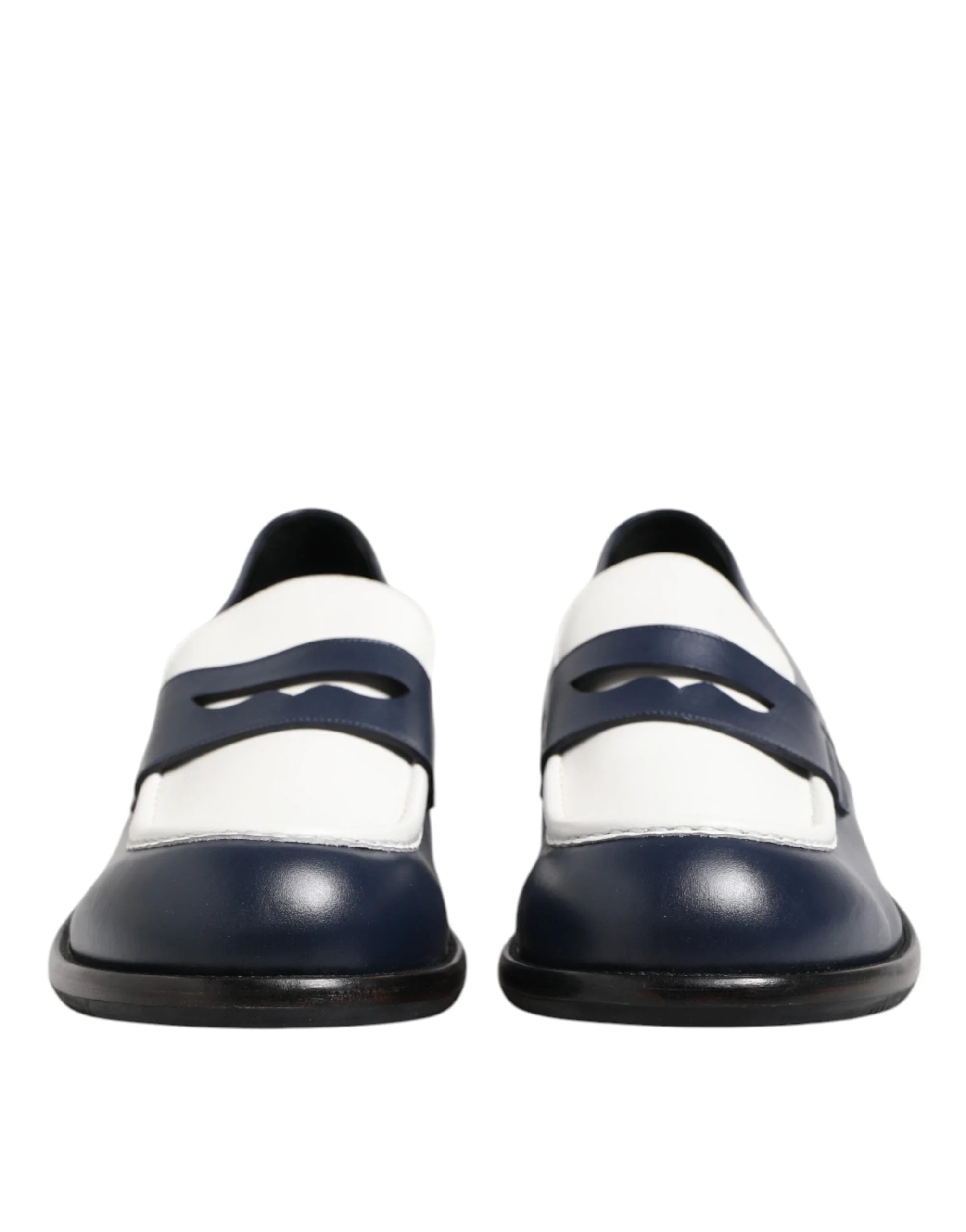 Dolce & Gabbana Black White Leather Slip On Loafers Men Dress Shoes - EU49/US16 - Flats