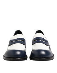 Dolce & Gabbana Black White Leather Slip On Loafers Men Dress Shoes - EU49/US16 - Flats
