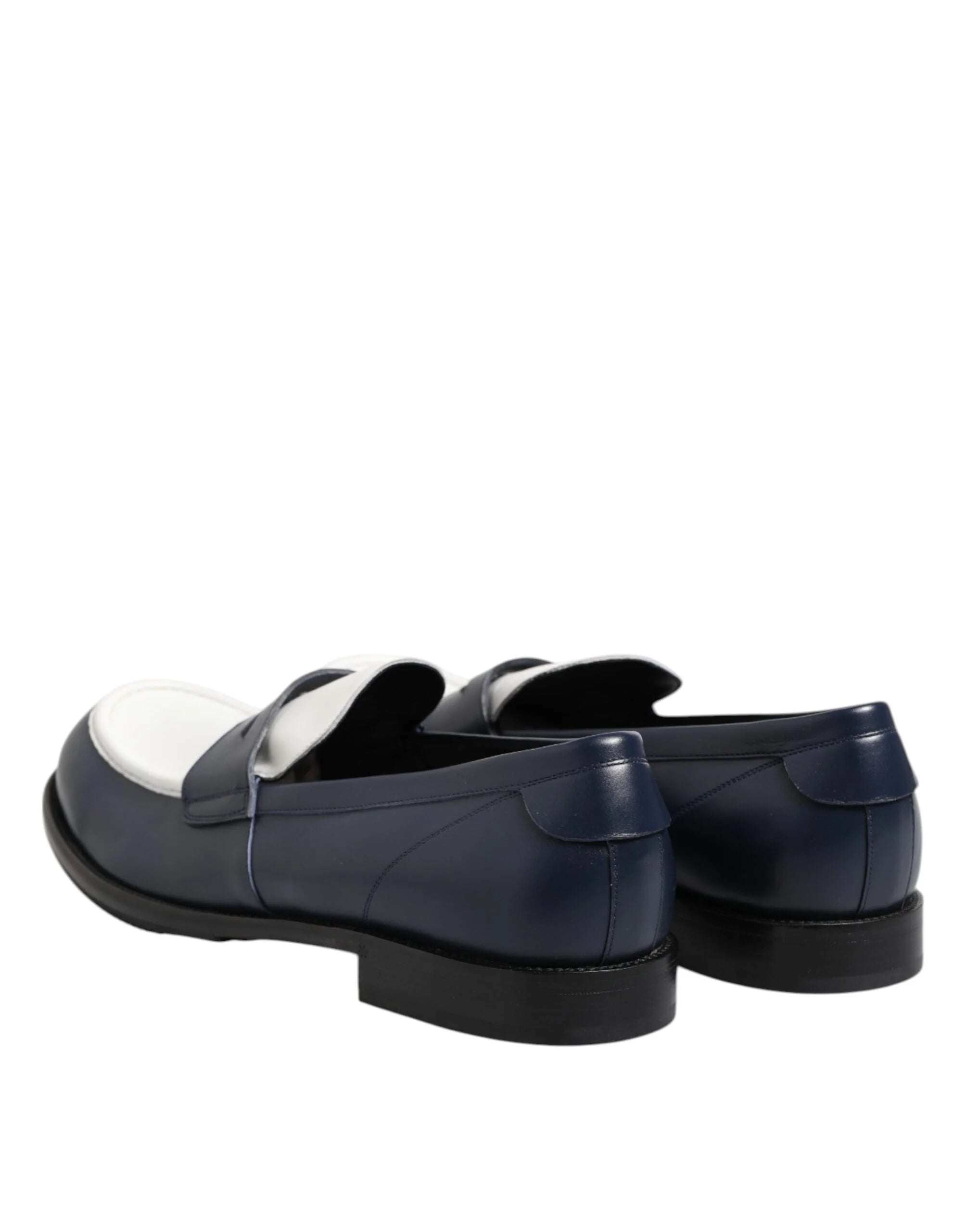 Dolce & Gabbana Black White Leather Slip On Loafers Men Dress Shoes - EU49/US16 - Flats