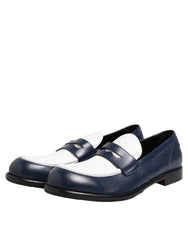 Dolce & Gabbana Black White Leather Slip On Loafers Men Dress Shoes - EU49/US16 - Flats