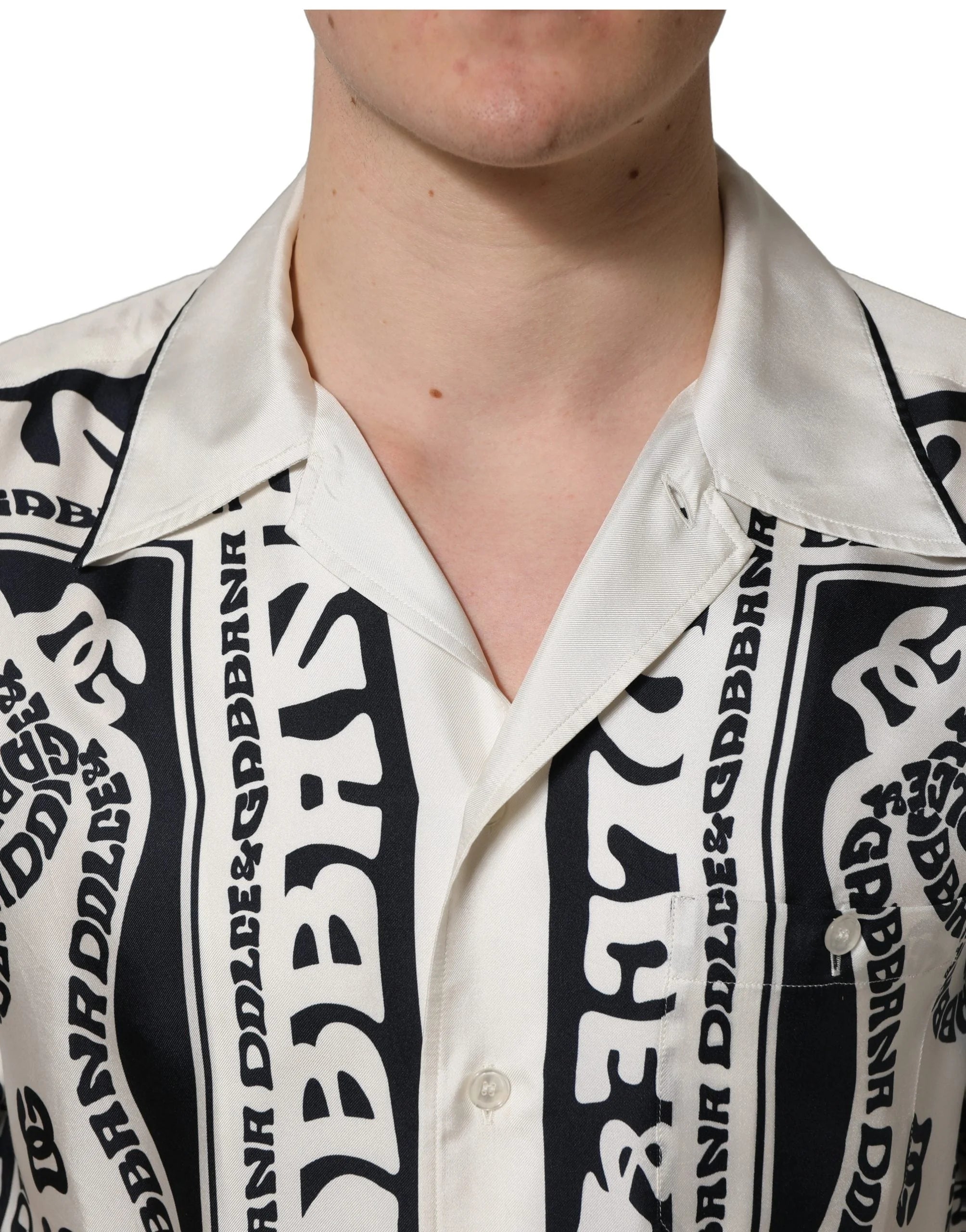 Dolce & Gabbana Black White Logo Bandana Short Sleeves Shirt