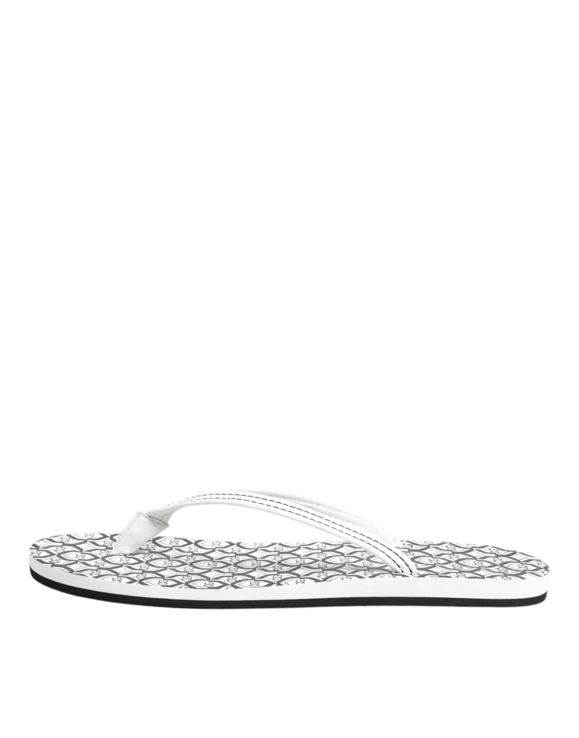 Dolce & Gabbana Black White Logo Beachwear Flats Slipper Shoes - EU44/US11 - Sandals