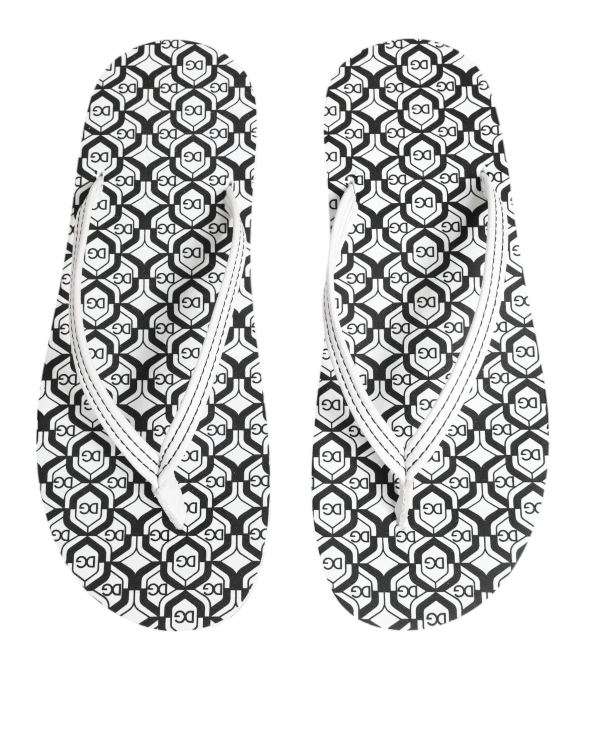 Dolce & Gabbana Black White Logo Beachwear Flats Slipper Shoes - EU44/US11 - Sandals