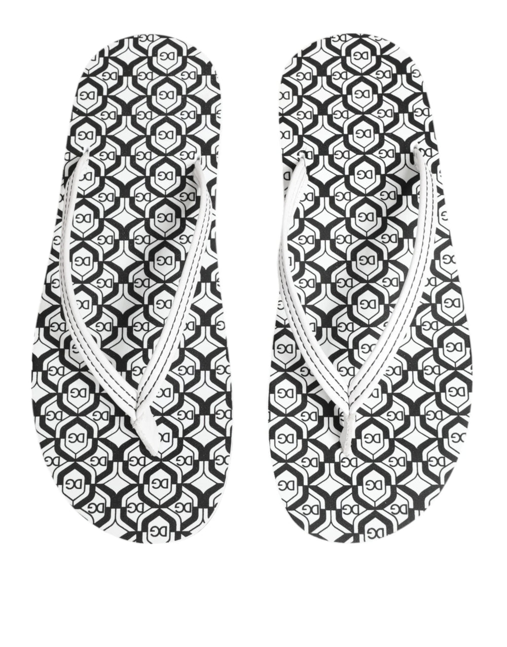Dolce & Gabbana Black White Logo Beachwear Flats Slipper Shoes - EU44/US11 - Sandals