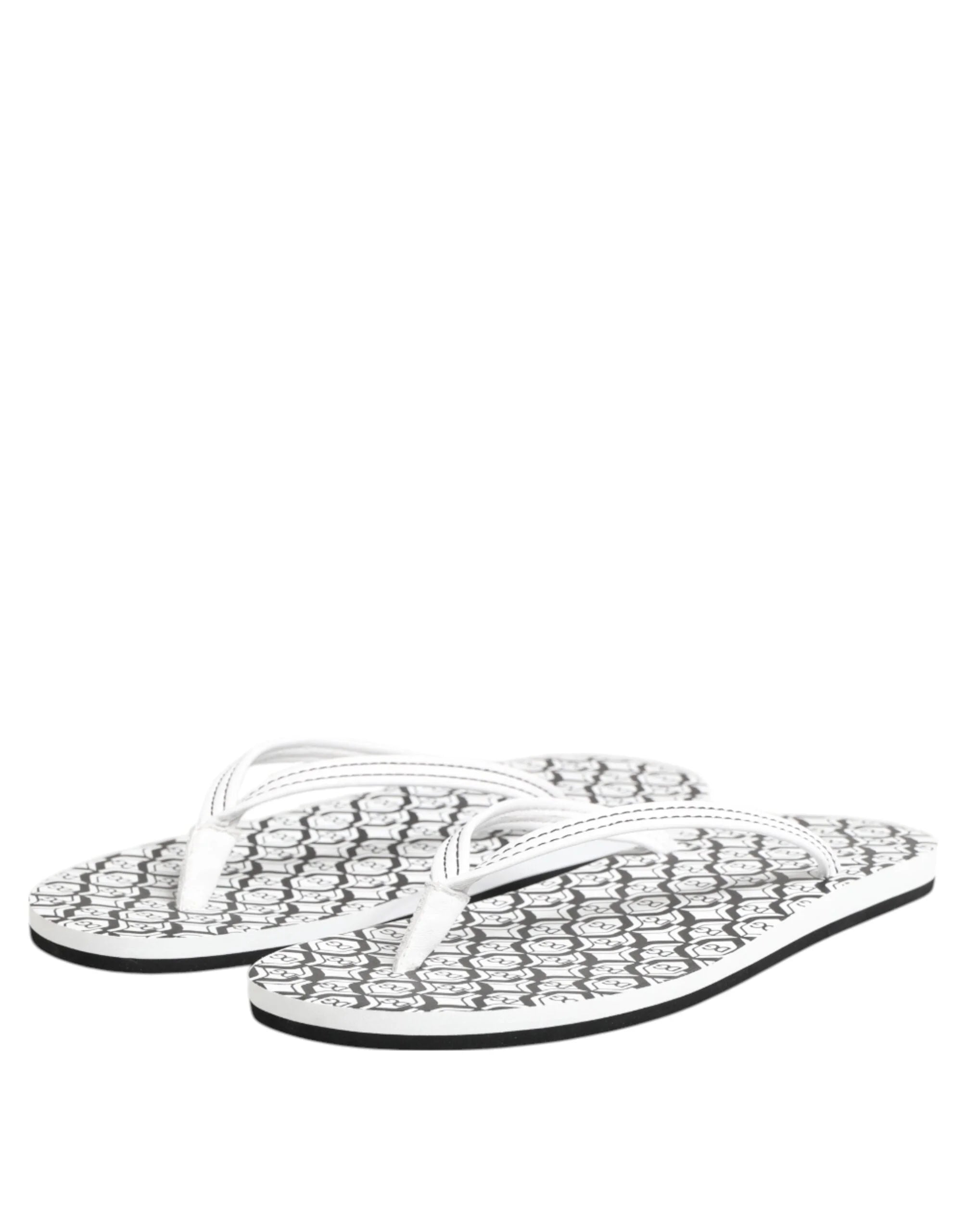 Dolce & Gabbana Black White Logo Beachwear Flats Slipper Shoes - EU44/US11 - Sandals