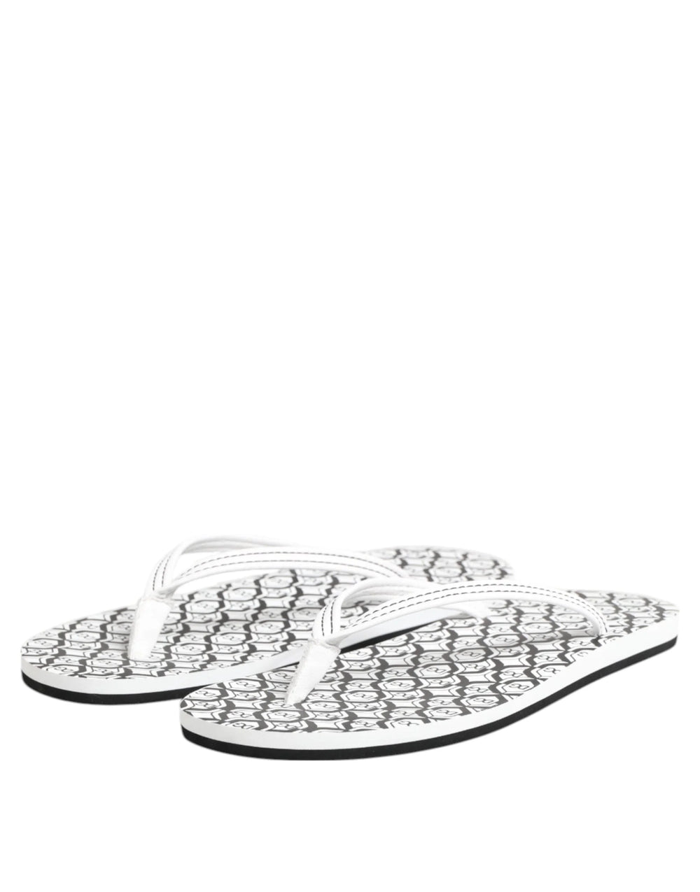 Dolce & Gabbana Black White Logo Beachwear Flats Slipper Shoes - EU44/US11 - Sandals