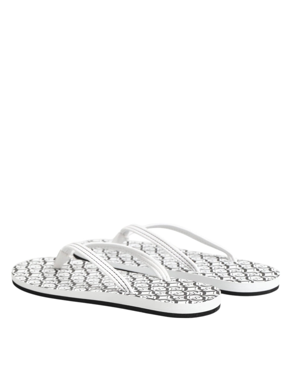 Dolce & Gabbana Black White Logo Beachwear Flats Slipper Shoes - EU44/US11 - Sandals