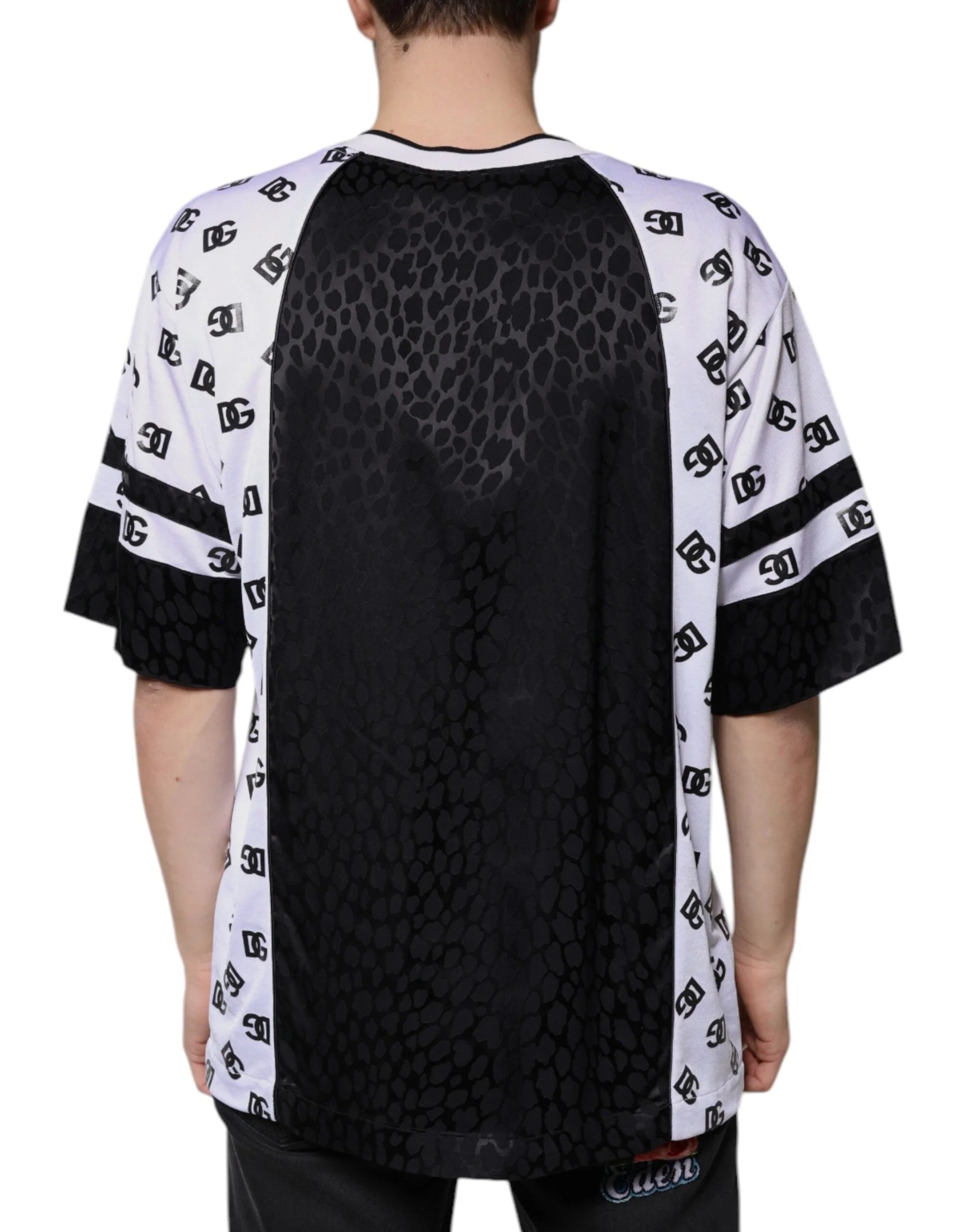 Dolce & Gabbana Black White Logo Men Short Sleeves T-shirt - IT52 | XL - T-Shirts