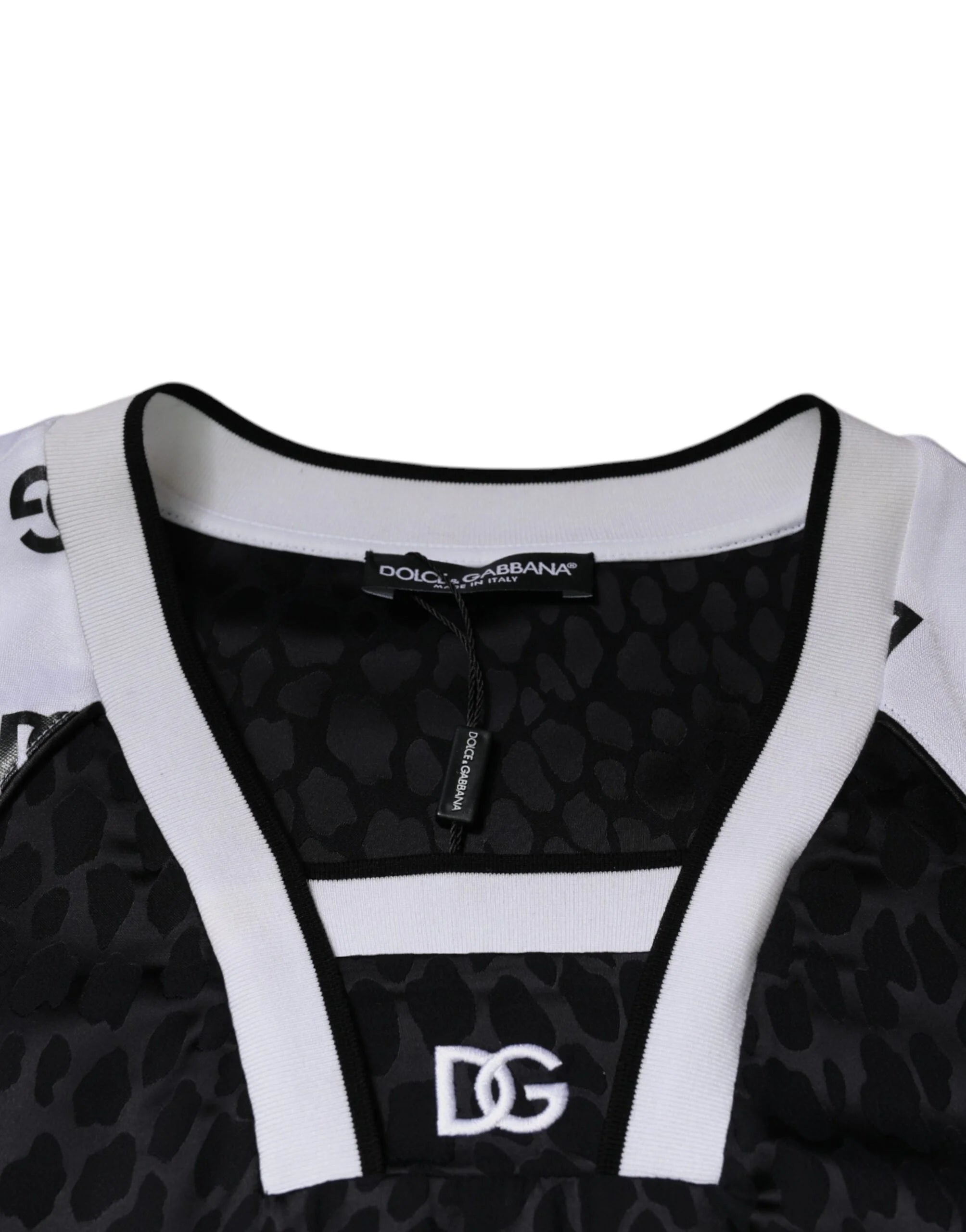 Dolce & Gabbana Black White Logo Men Short Sleeves T-shirt - IT52 | XL - T-Shirts