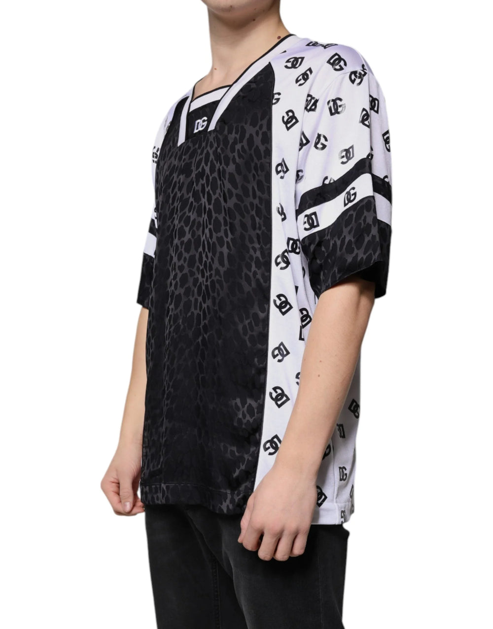 Dolce & Gabbana Black White Logo Men Short Sleeves T-shirt - IT52 | XL - T-Shirts