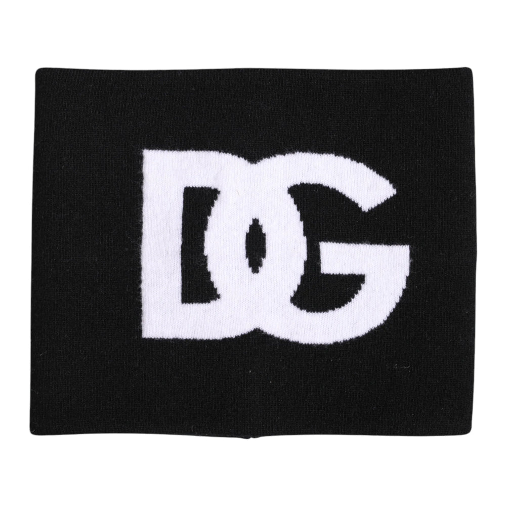 Dolce & Gabbana Black White Logo Print Knitted Neck Warmer Scarf - Neck Gaiters