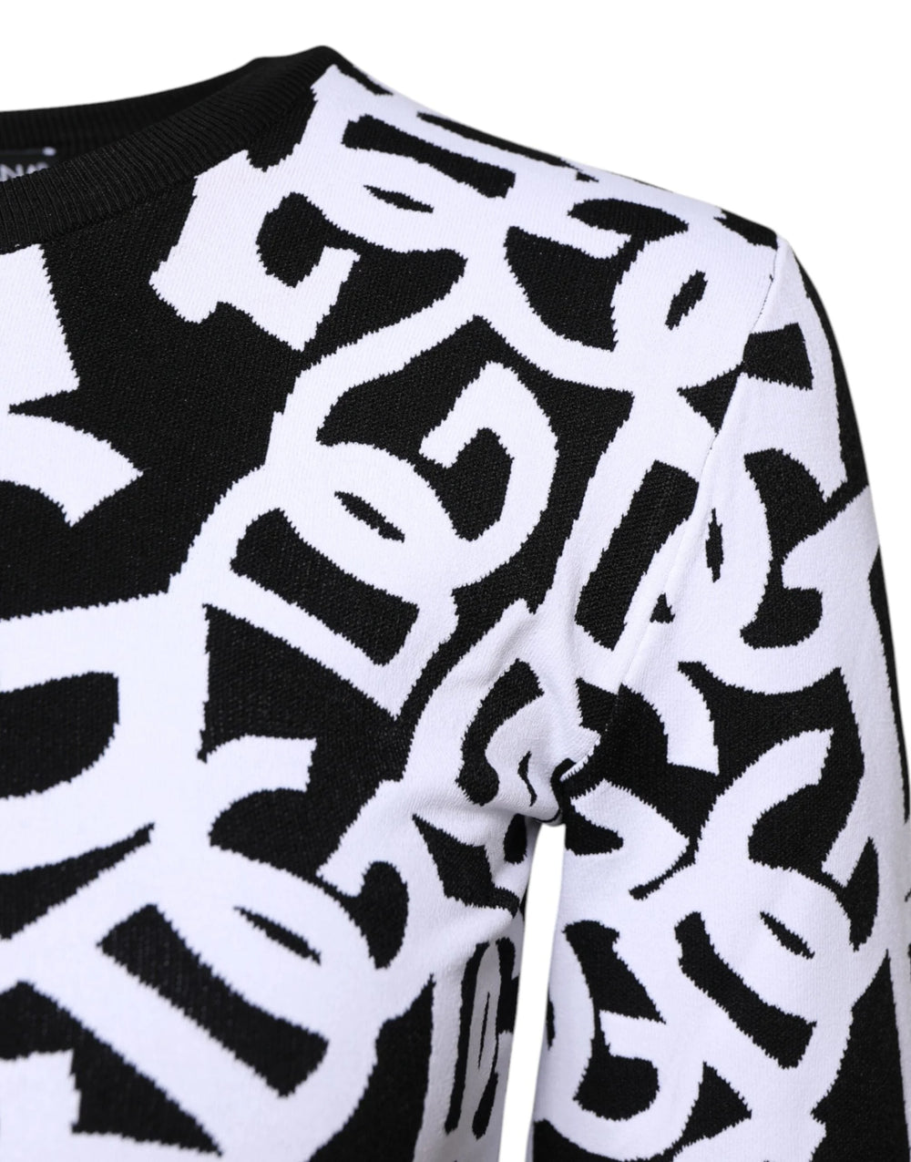 Dolce & Gabbana Black White Logo Print Women Pullover Sweater - IT40|S - Sweaters