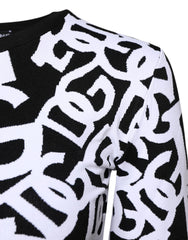 Dolce & Gabbana Black White Logo Print Women Pullover Sweater - IT40|S - Sweaters