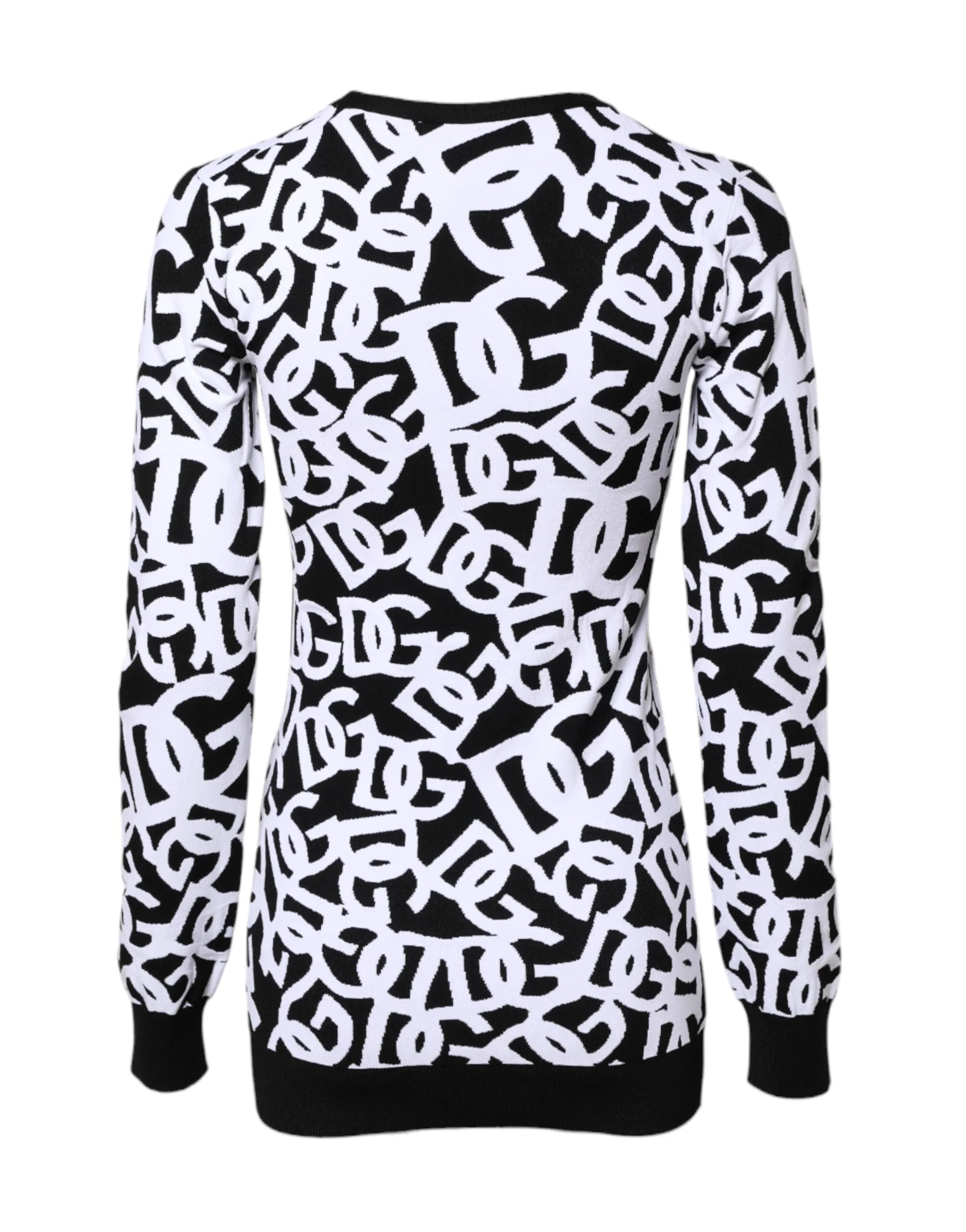 Dolce & Gabbana Black White Logo Print Women Pullover Sweater - IT40|S - Sweaters