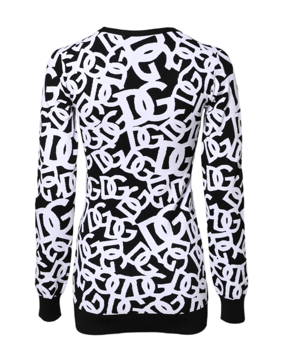 Dolce & Gabbana Black White Logo Print Women Pullover Sweater - IT40|S - Sweaters