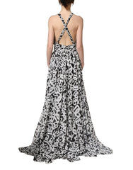 Dolce & Gabbana Black White Logo Sleeveless Floor Length Maxi Dress - IT40|S