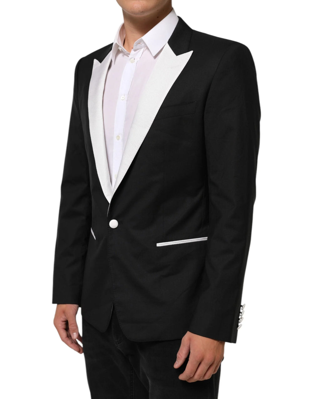 Dolce & Gabbana Black White MARTINI 1 Button Men Suit Blazer - IT50 | L - Sport Jackets