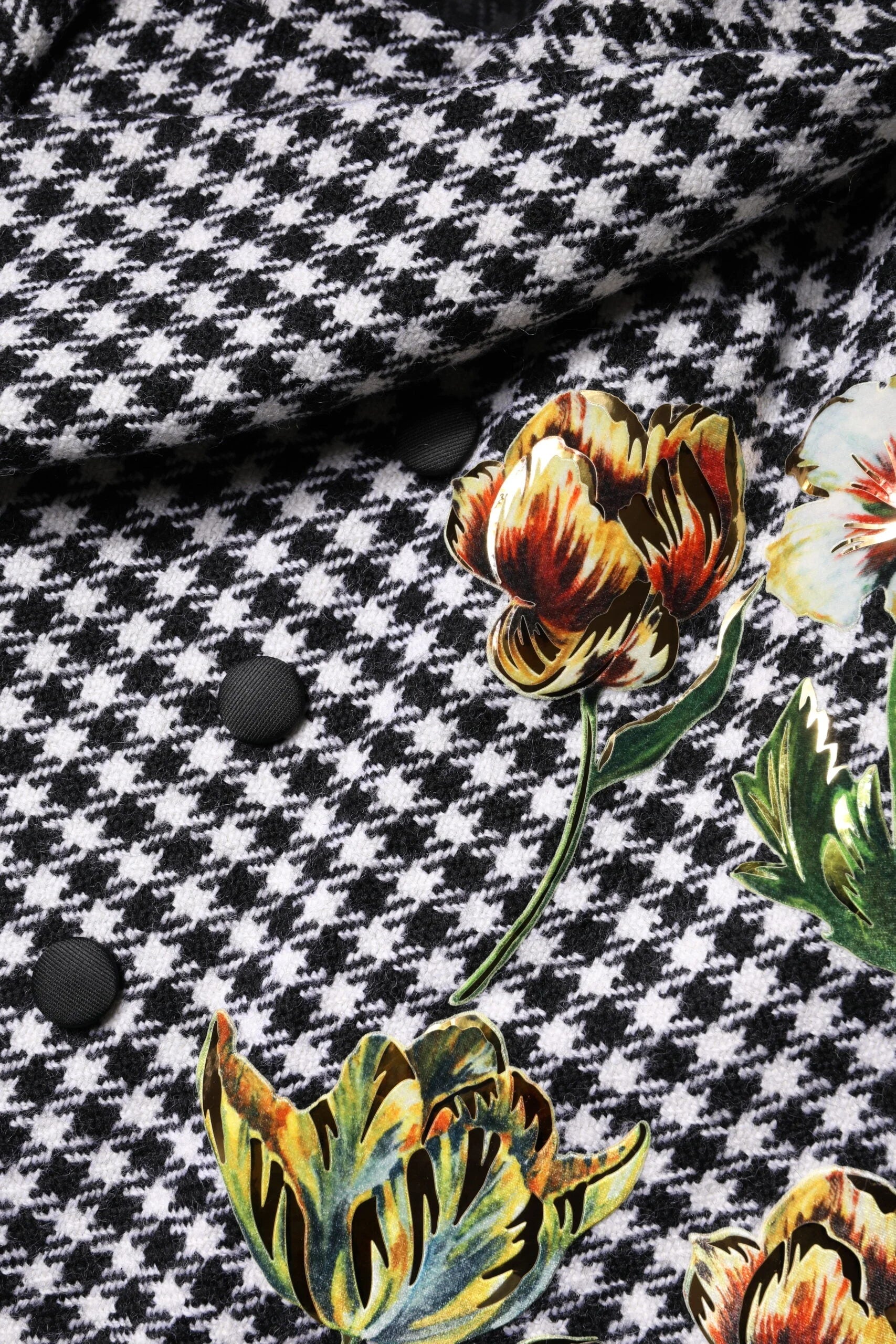 Dolce & Gabbana Black White Monochrome Patterned Floral Cape Jacket - Capes