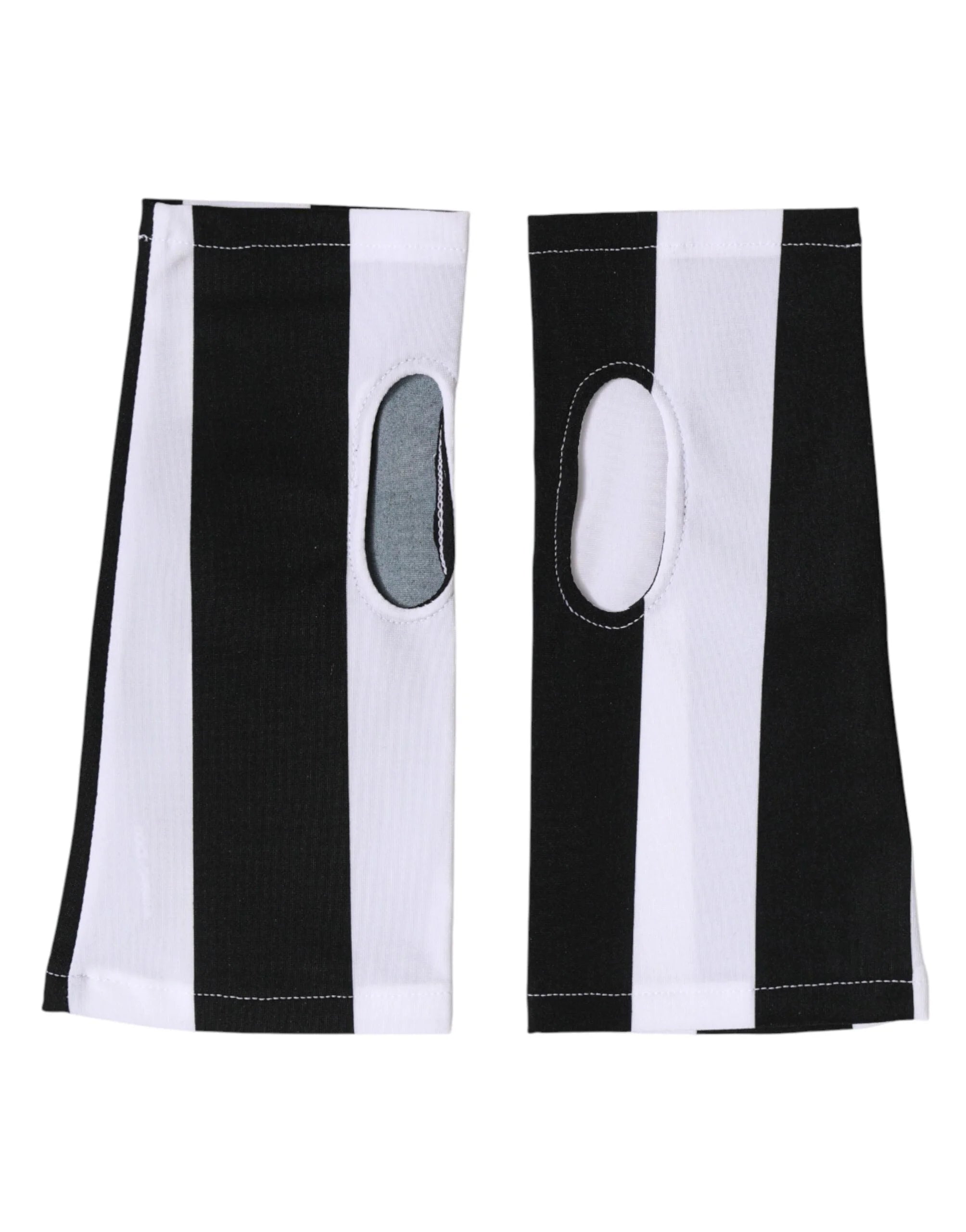 Dolce & Gabbana Black White Nylon Fingerless Wrist Length Gloves - 7|S
