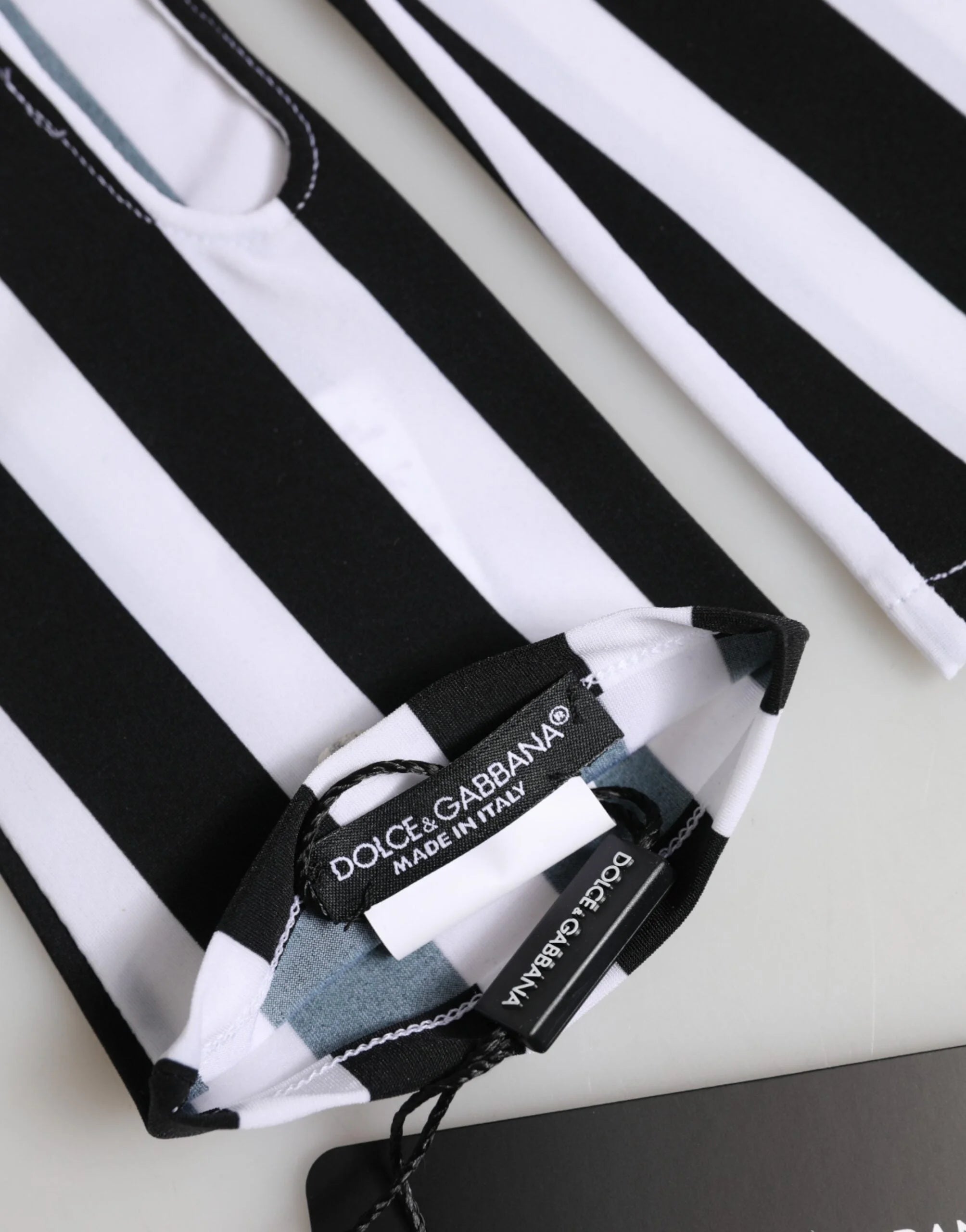 Dolce & Gabbana Black White Nylon Fingerless Wrist Length Gloves - 7|S