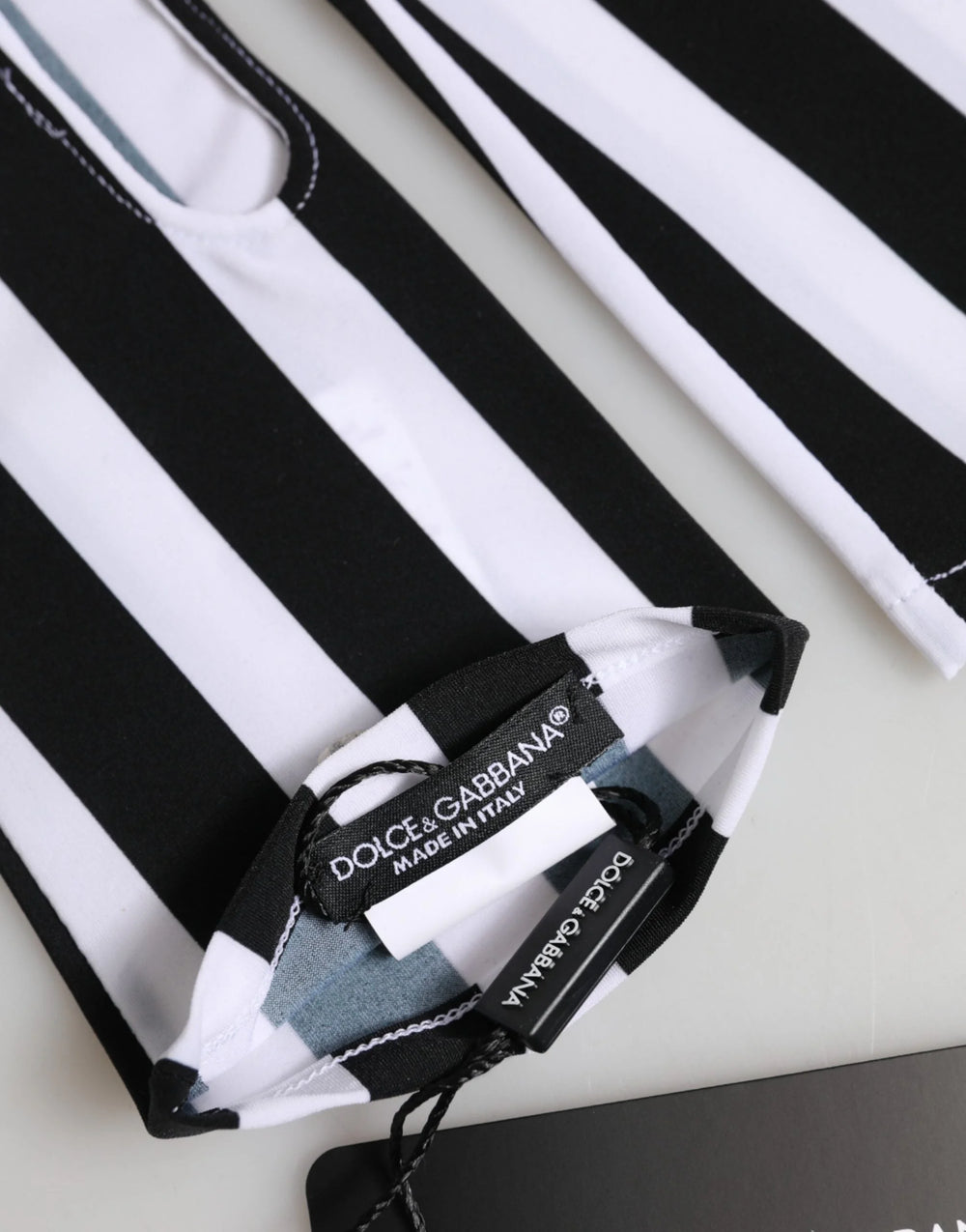 Dolce & Gabbana Black White Nylon Fingerless Wrist Length Gloves - 7|S