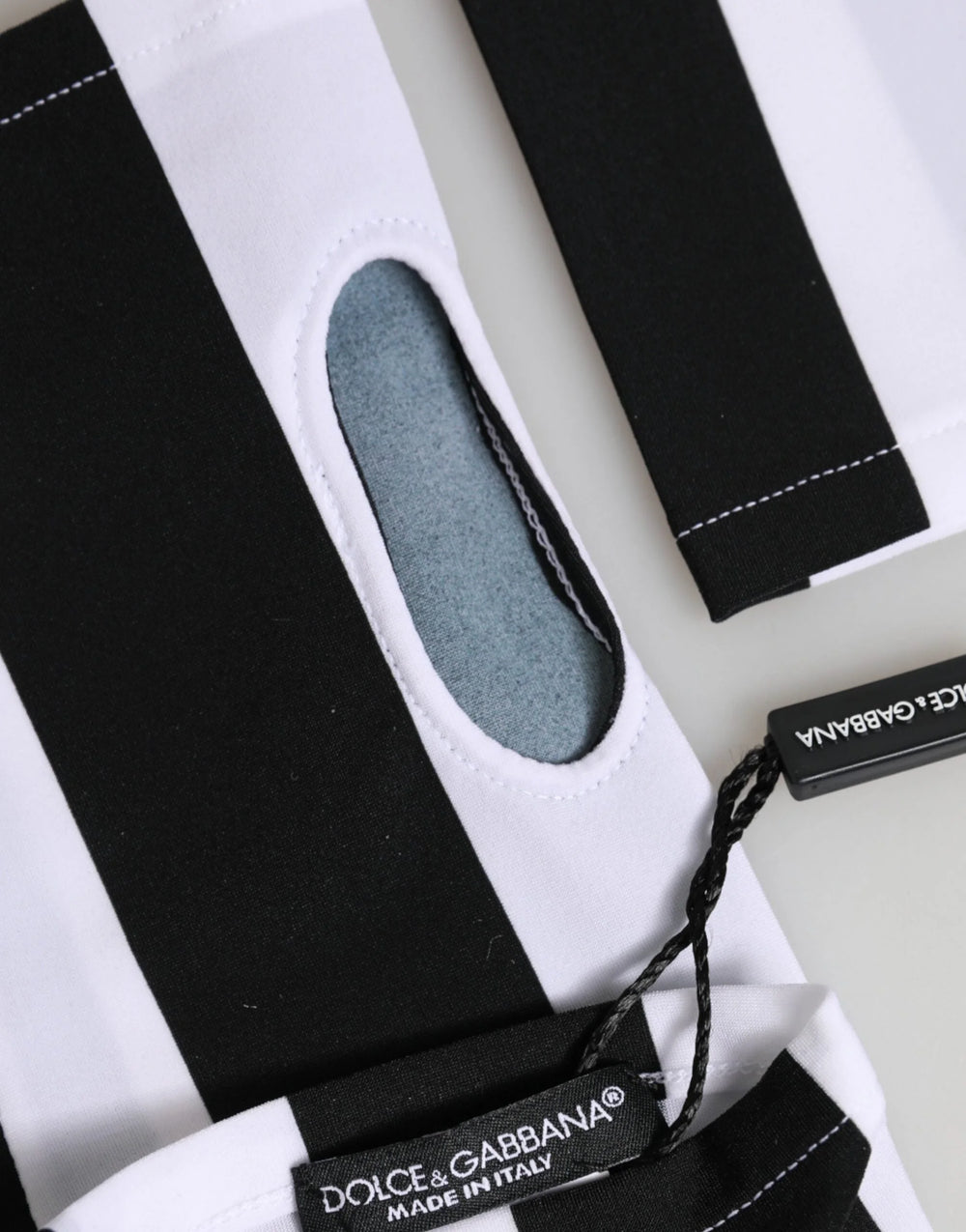 Dolce & Gabbana Black White Nylon Fingerless Wrist Length Gloves - 7|S