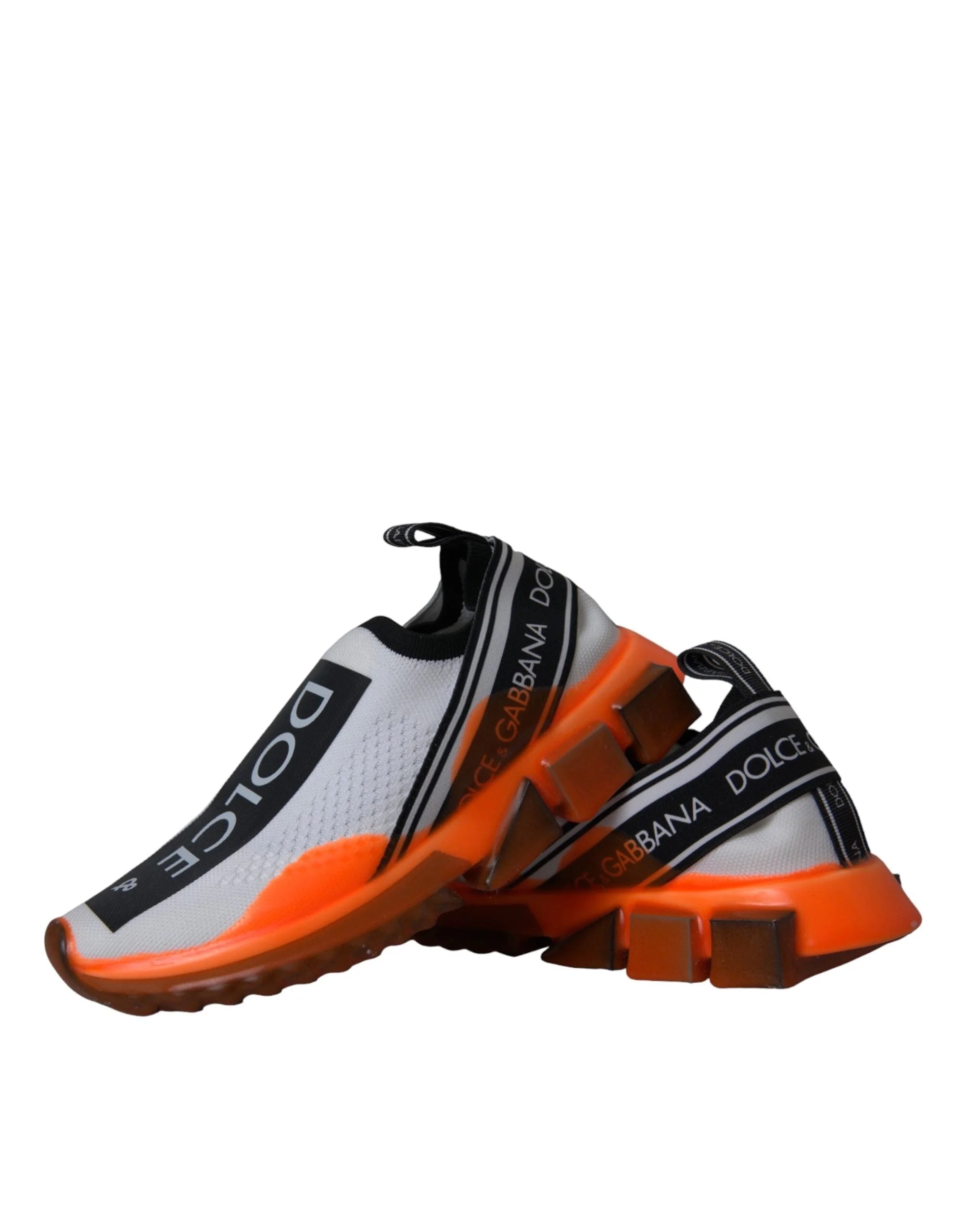 Dolce & Gabbana Black White Orange Slip On Sorrento Sneakers Shoes - Sneakers
