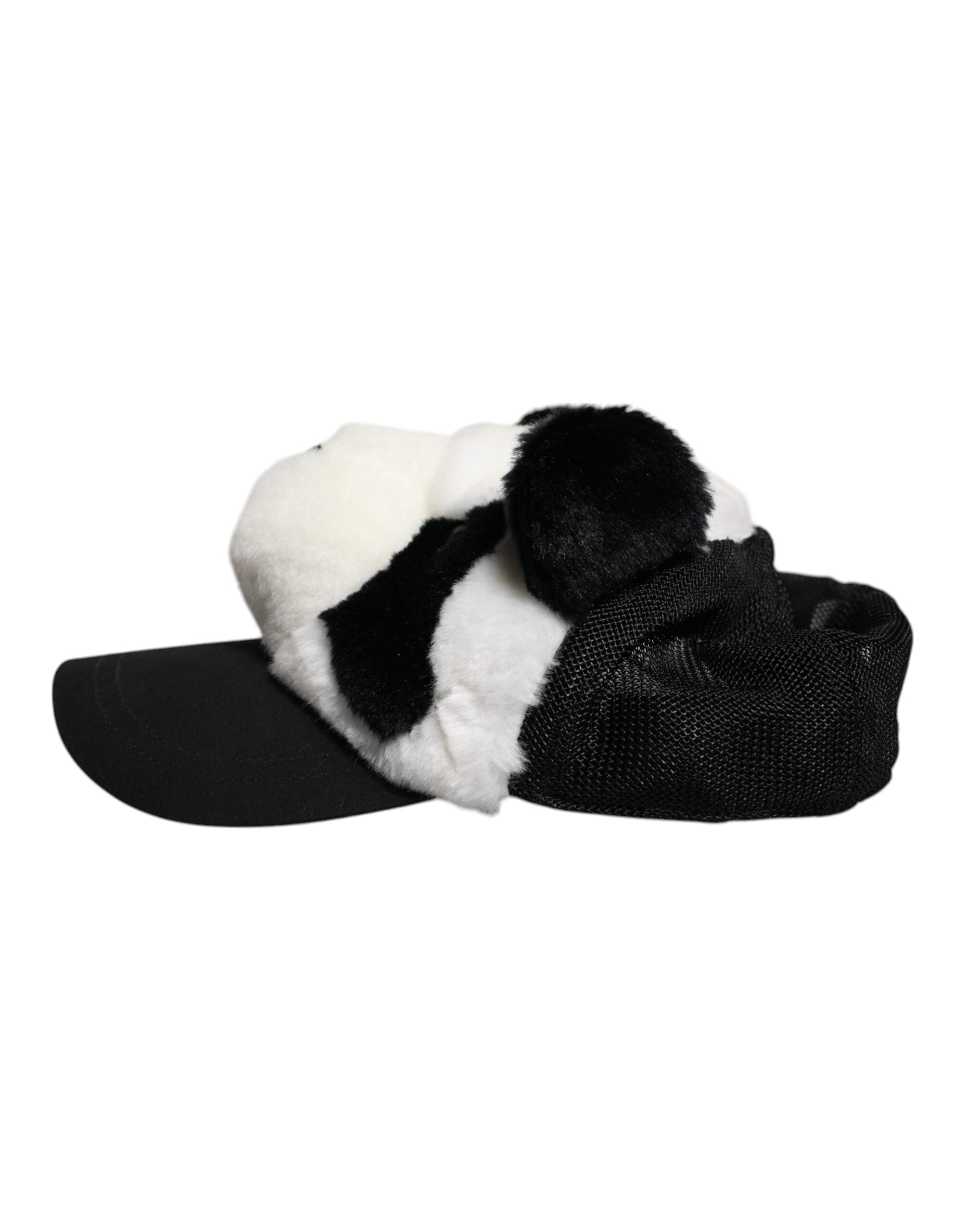 Dolce & Gabbana Black White Panda Fur Women Baseball Cap - 57 cm|S