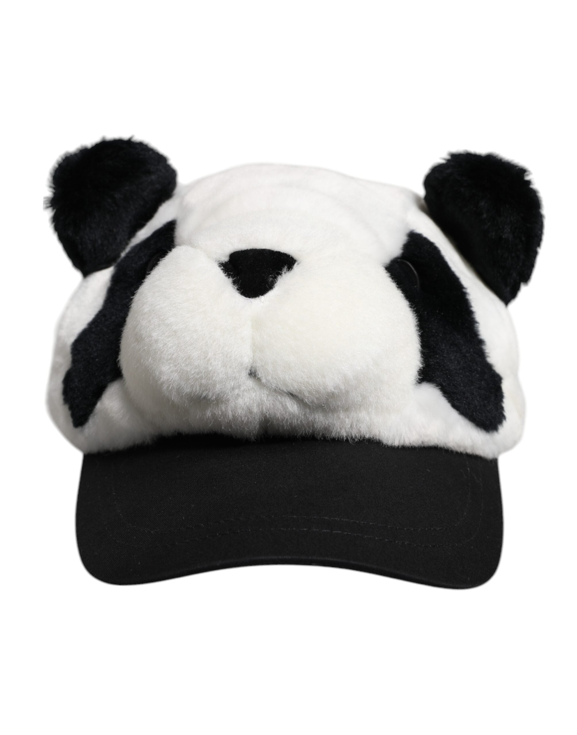 Dolce & Gabbana Black White Panda Fur Women Baseball Cap - 57 cm|S