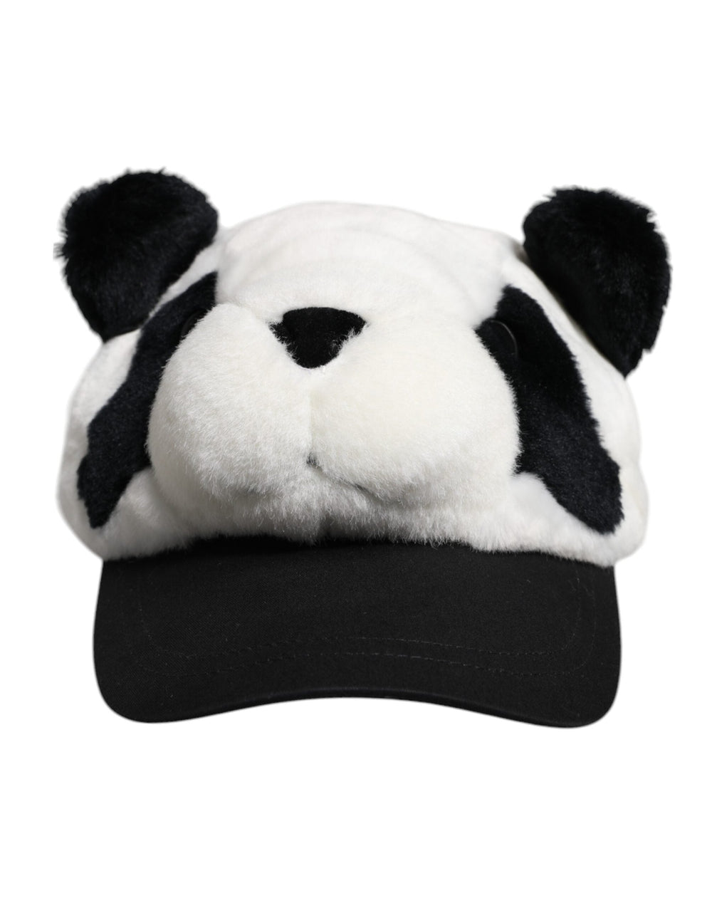 Dolce & Gabbana Black White Panda Fur Women Baseball Cap - 57 cm|S