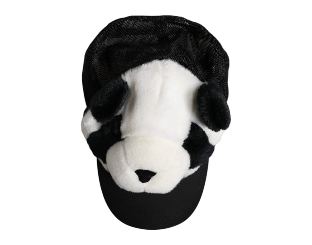 Dolce & Gabbana Black White Panda Fur Women Baseball Cap - 57 cm|S - Baseball Caps