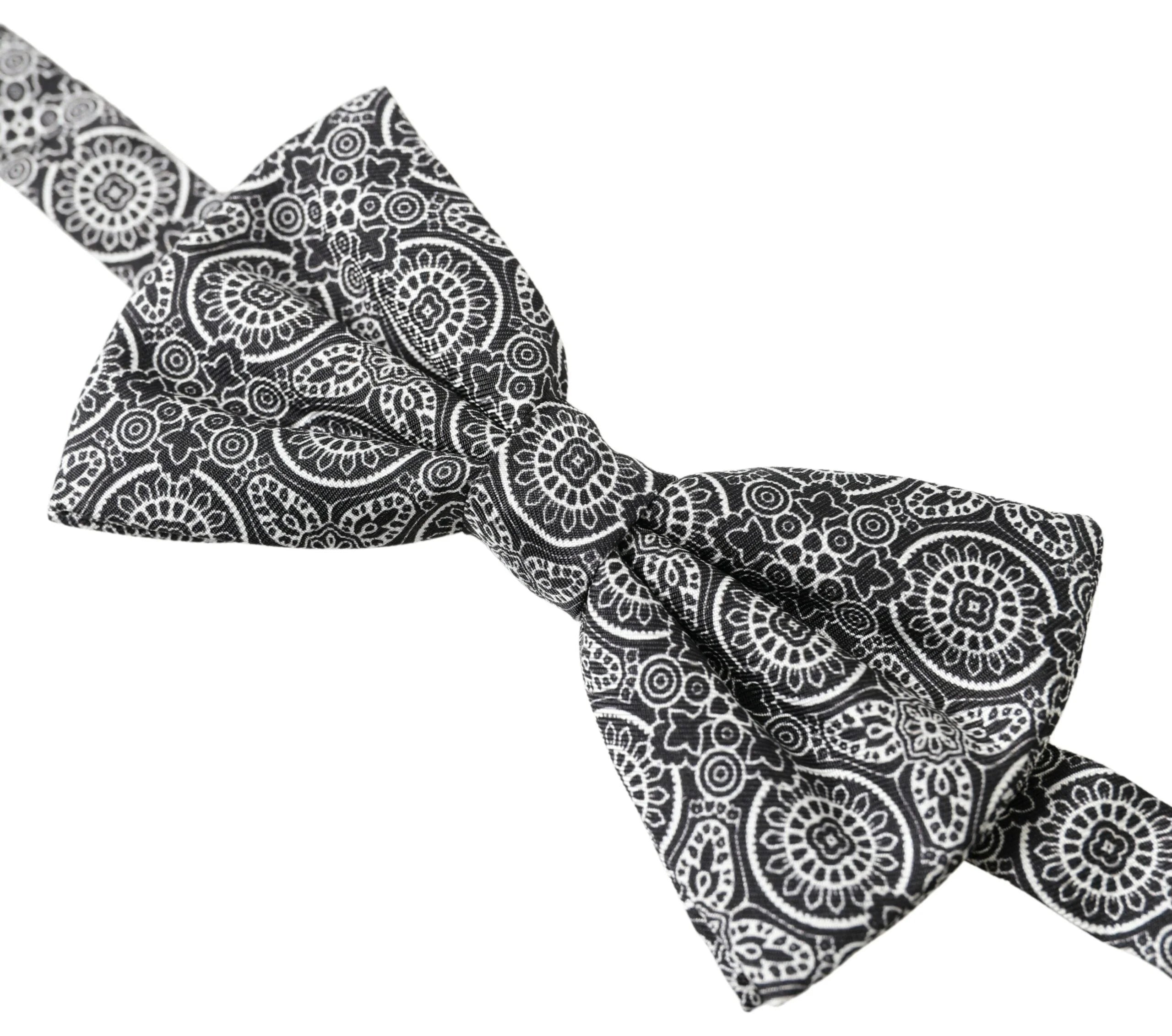 Dolce & Gabbana Black White Pattern Adjustable Neck Papillon Bow Tie - Neckties