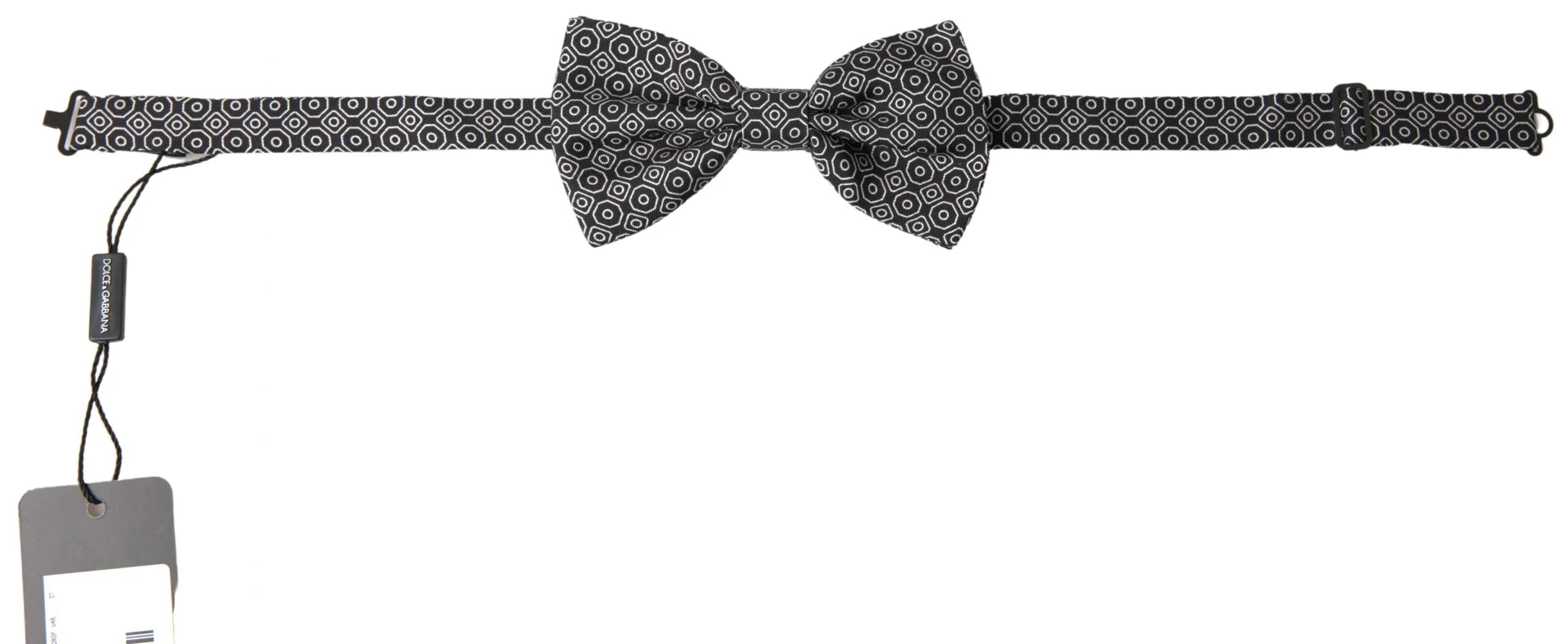Dolce & Gabbana Black White Pattern Adjustable Neck Papillon Bow Tie - Neckties