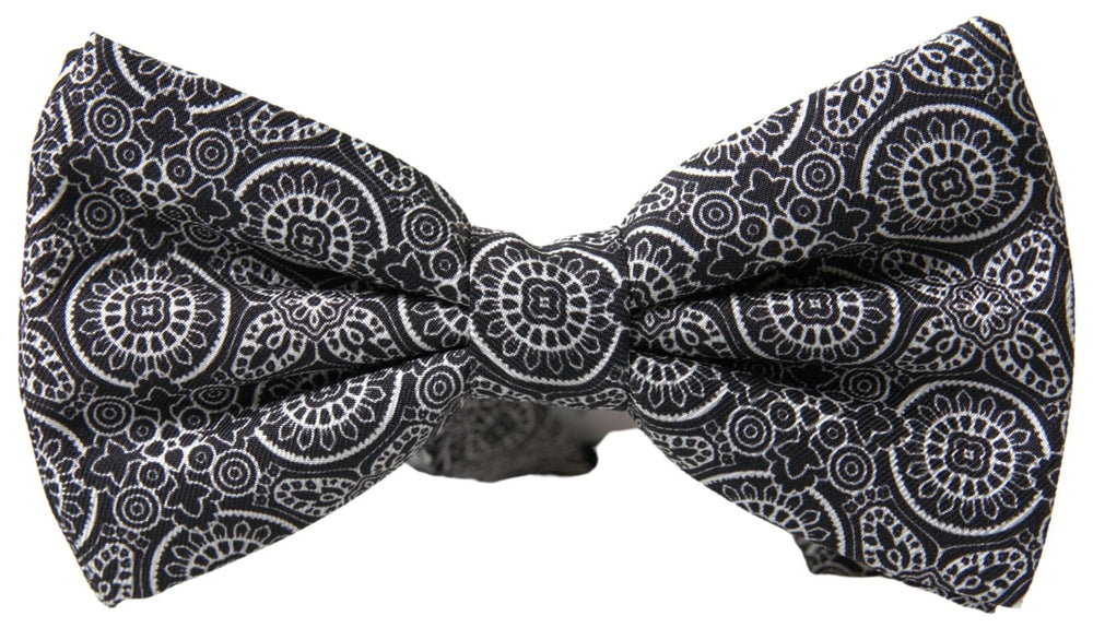 Dolce & Gabbana Black White Pattern Adjustable Neck Papillon Bow Tie - Neckties