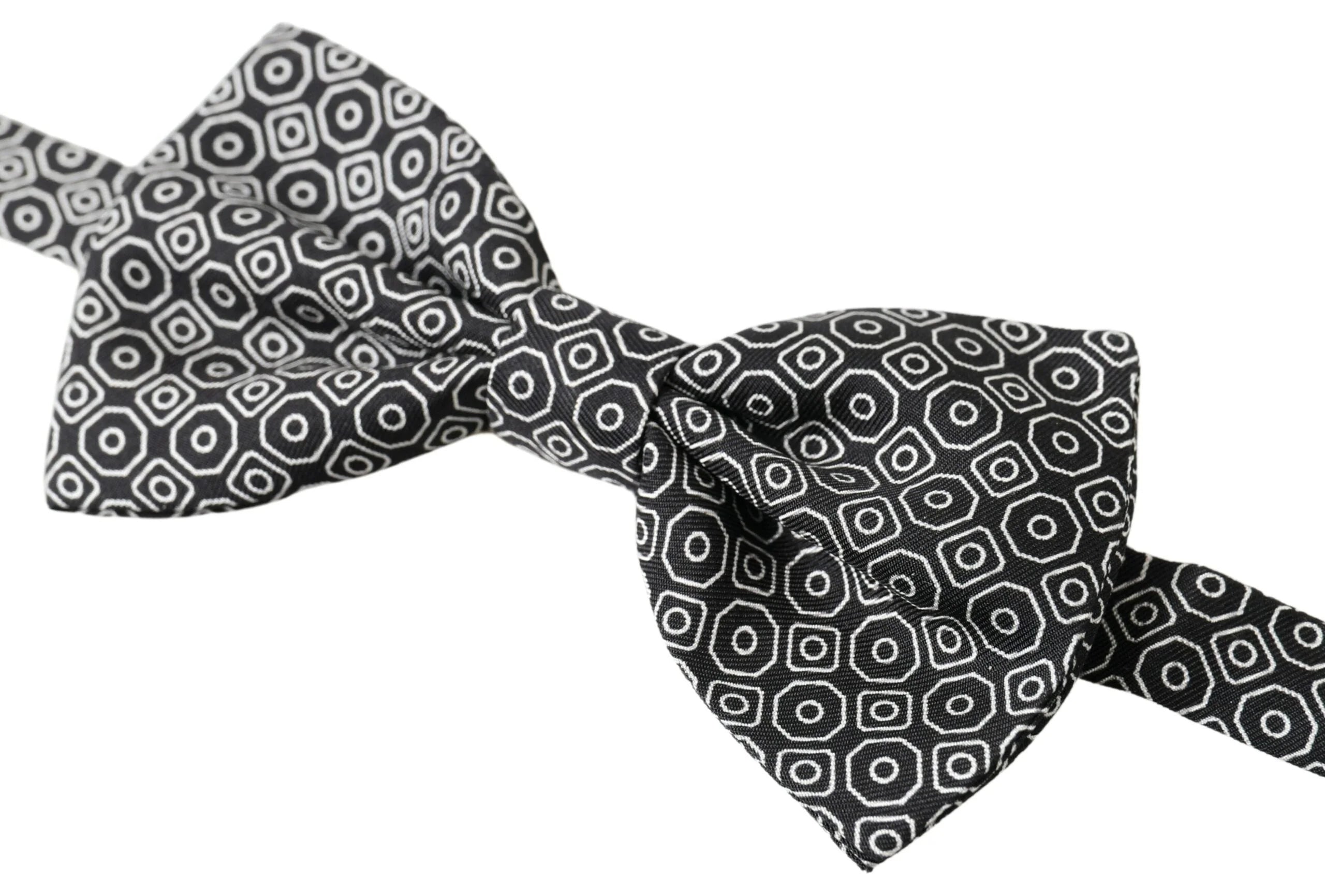 Dolce & Gabbana Black White Pattern Adjustable Neck Papillon Bow Tie - Neckties